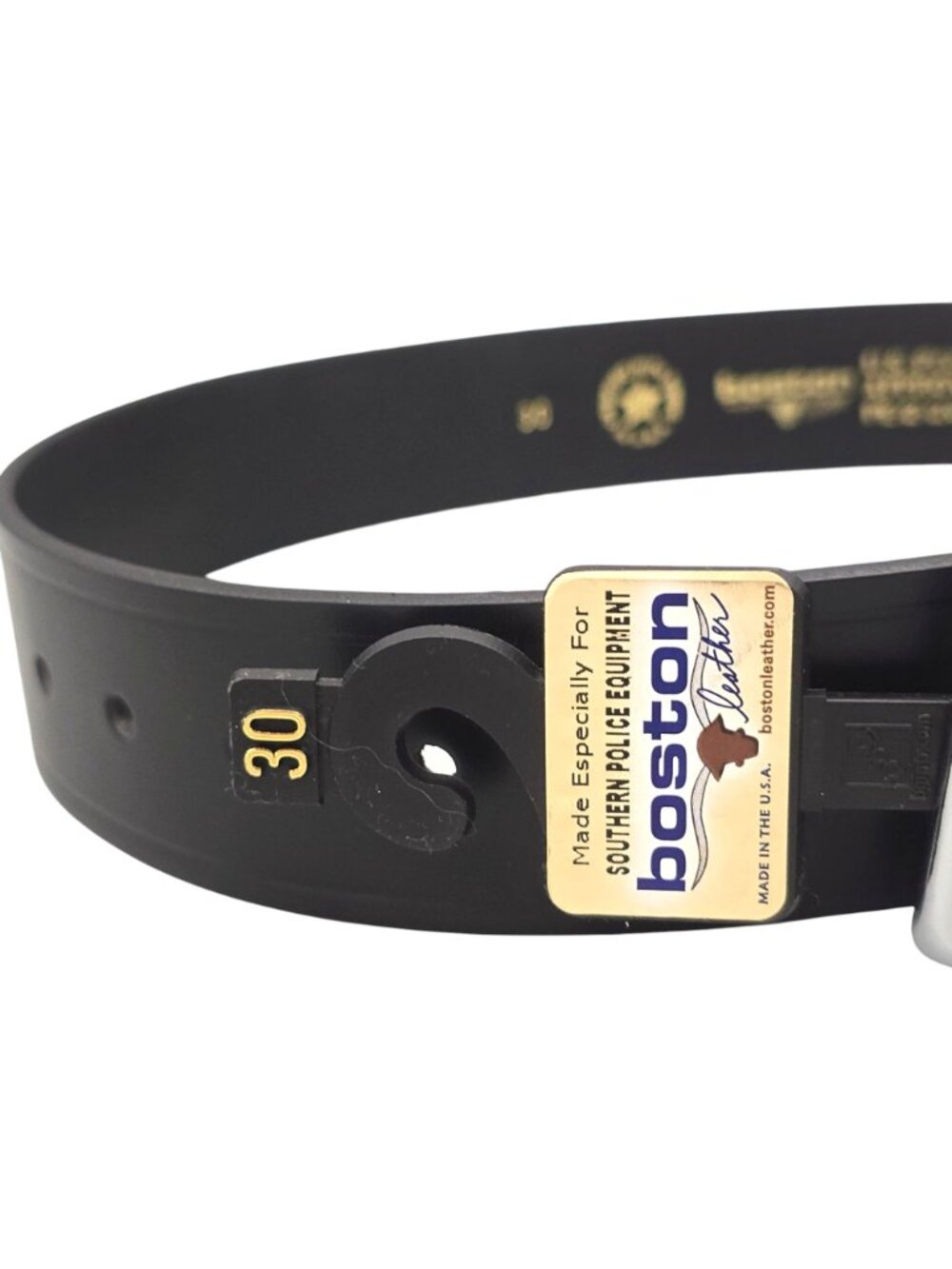 Boston Leather 1.75" Full Grain Leather Garrison Belt Size 30 Black Made In USA - Picture 8 of 10